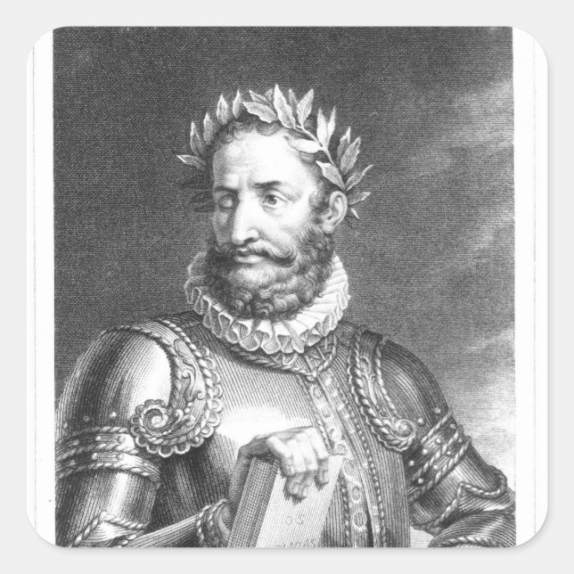Luiz Vaz de Camoes  engraved by B. Roger Square Sticker (Front)