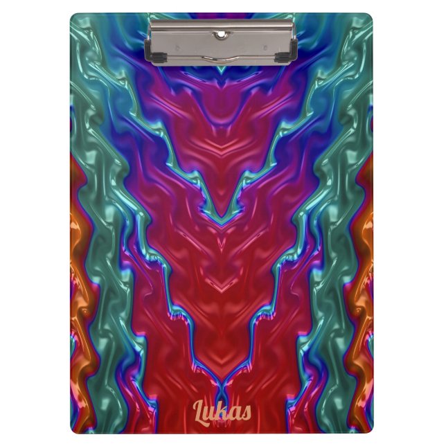 LUKAS ~ DRIBBLES! Red, Orange, Aqua, Blue  Clipboard (Front)