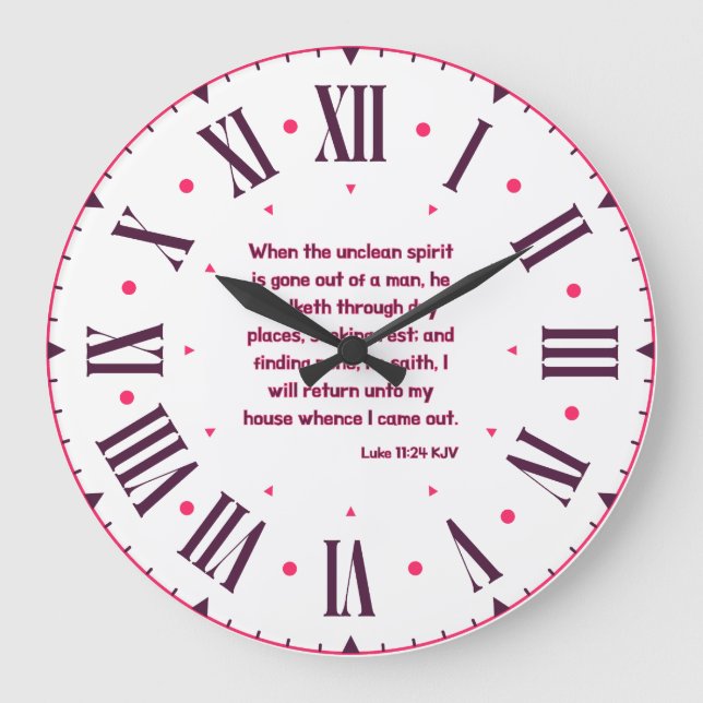 Luke 11:24 KJV Bible Verse Roman Numeral Large Clock (Front)