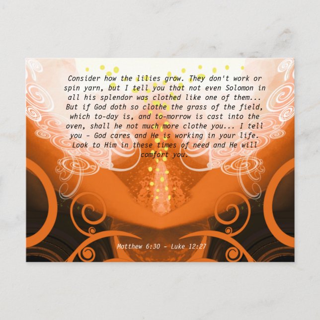 Luke 12:27 Consider how the lilies grow. Postcard (Front)