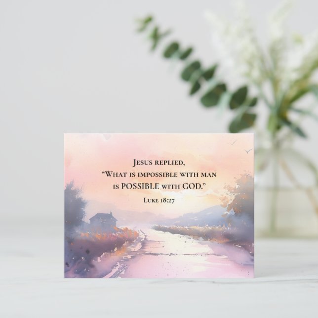Luke 18:27 Jesus replied Possible with God Bible Postcard (Standing Front)