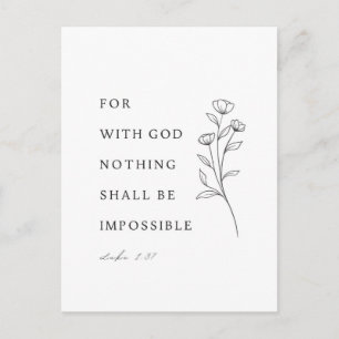 Luke 1:37 Bible Verse Postcard