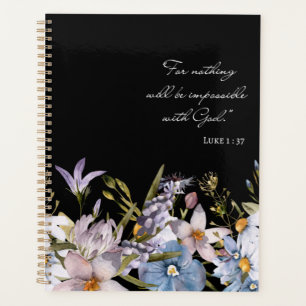 Luke 1:37 Bible Verse Wild Flowers Watercolor Art Planner