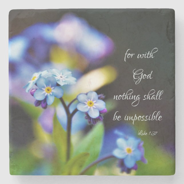 Luke 1:37 For with God nothing shall be impossible Stone Coaster (Front)