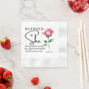 Luke 1:45 Blessed is She Rose Flower Napkin