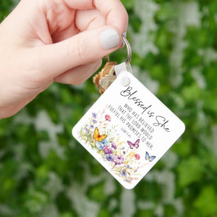 Luke 1:45 Blessed is She Scripture Wildflowers Key Ring