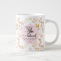 Luke 1:45 Blessed is She Watercolor Pink Floral