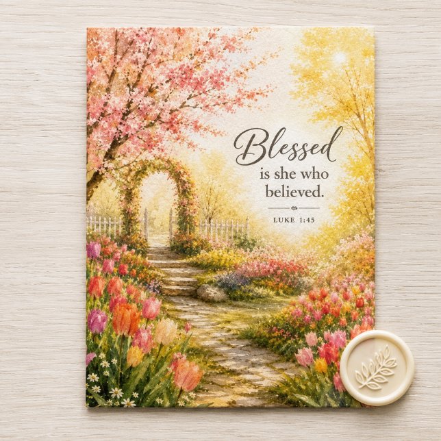 Luke 1:45 | Blessed Is She Who Believed Scripture Postcard (Creator Uploaded)