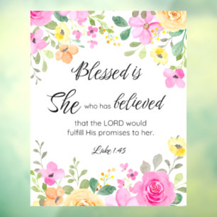 Luke 1:45 Blessed is She, Women's Scripture Floral