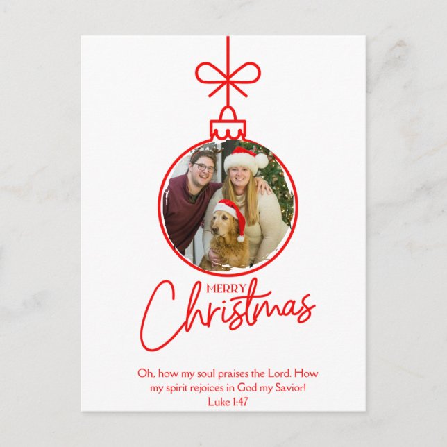Luke 1:47 Christian Christmas Postcard Invitation  (Front)