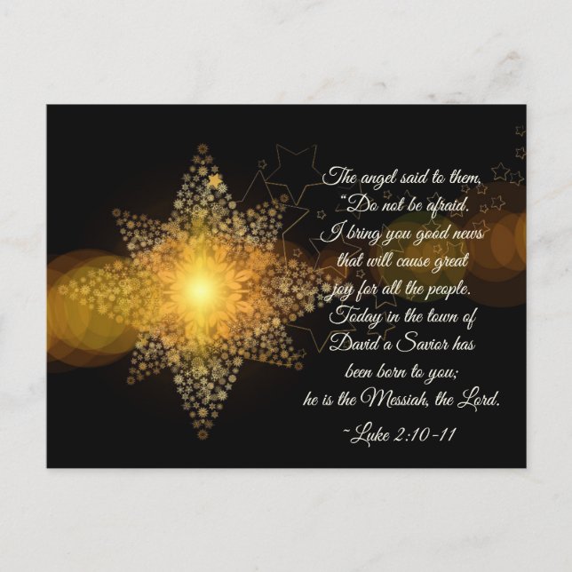 Luke 2 10-11 Do not be afraid, Christmas Holiday Postcard (Front)