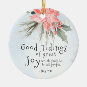 Luke 2:10 Good tidings of great joy, Christmas Ceramic Tree Decoration