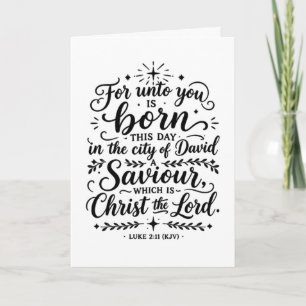Luke 2:11 Bible Verse Hand Lettering Christian Thank You Card