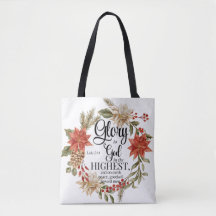 Luke 2:14 Glory to God Christmas Gold Floral