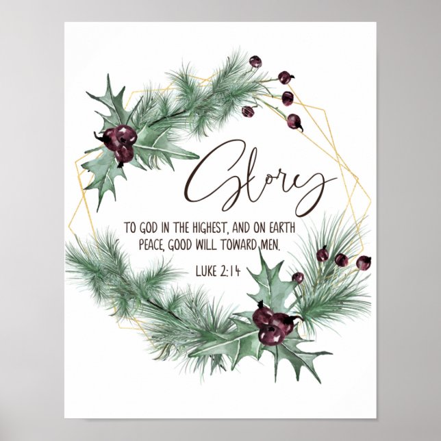 Luke 2:14, Glory to God in the Highest , Christmas Poster (Front)