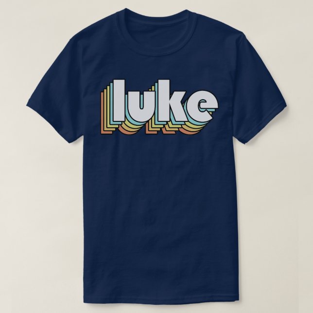 Luke Retro Rainbow Typography Faded Style T-Shirt (Design Front)