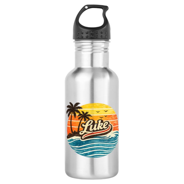 Luke Retro Sunset Name Design 532 Ml Water Bottle (Front)