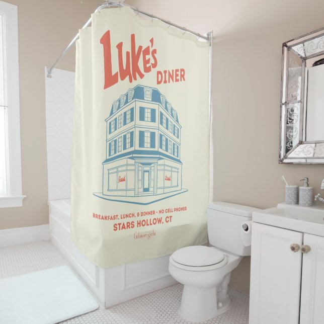 Luke’s Diner Stars Hollow Design Shower Curtain (In Situ)