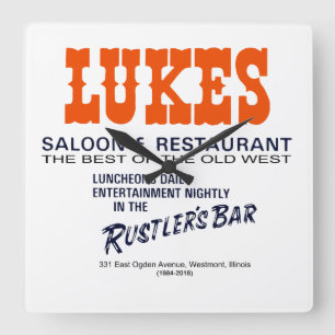 Lukes Saloon and Restaurant, Westmont, IL Square Wall Clock