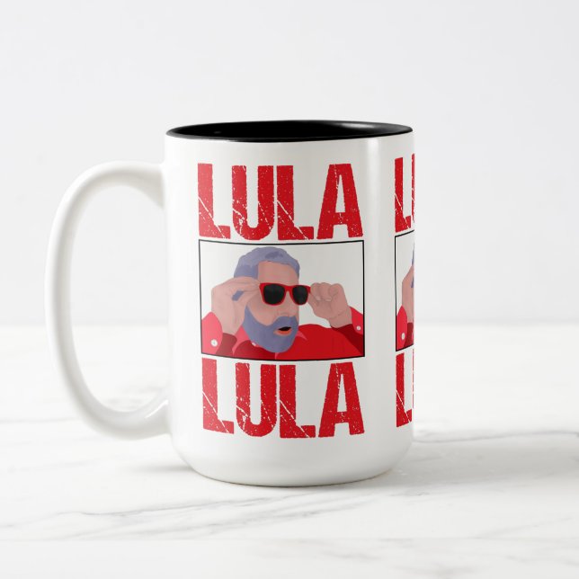 Lula Meme with Sunglasses Two-Tone Coffee Mug (Left)