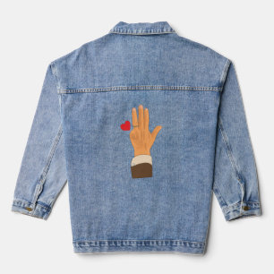 Lula's left hand and a heart denim jacket
