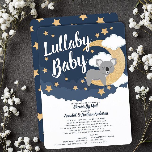 Lullaby Baby Koala Moon Baby Shower By Mail Invitation (Creator Uploaded)