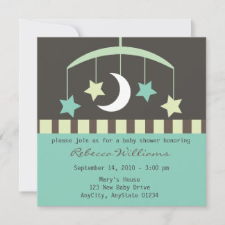 Lullaby Baby Stars and Moon Mobile Invitation