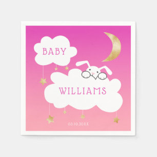 Lullaby Bunny Baby Shower Pink Gold Napkin