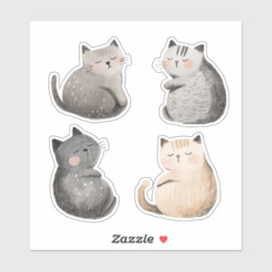 Lullaby cats, cute watercolor