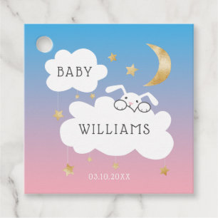 Lullaby Theme Bunny Pink and Blue Gender Reveal Favour Tags