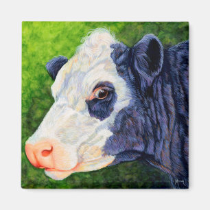 Lulu - Black Baldie Cow Magnet