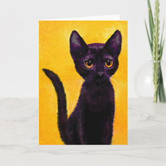 LuLu: portait of a small black cat Card