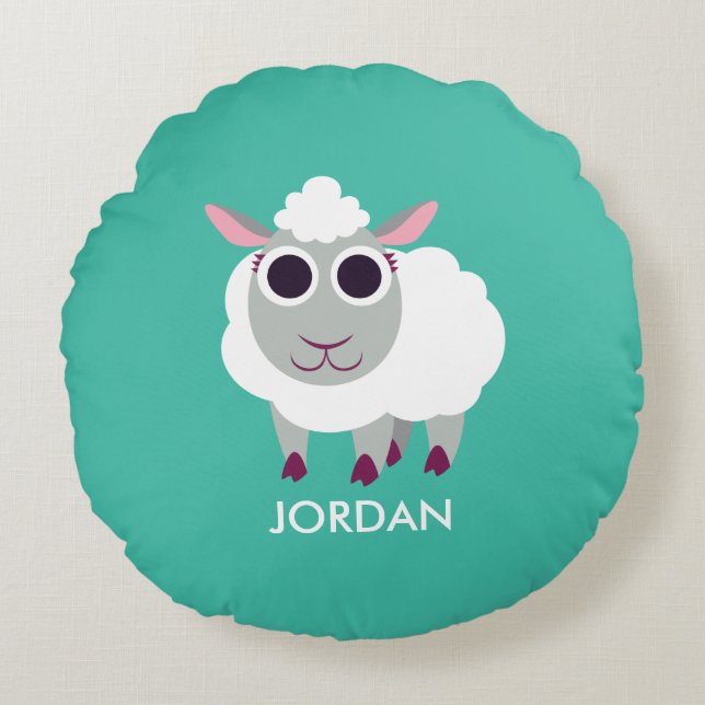 Lulu the Sheep Round Cushion (Front)