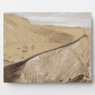 Lulworth Cove (w/c, gouache and graphite on beige Plaque