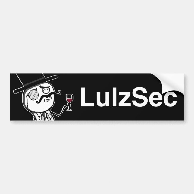 LulzSec Bumper Sticker Black Monocle Man (Front)