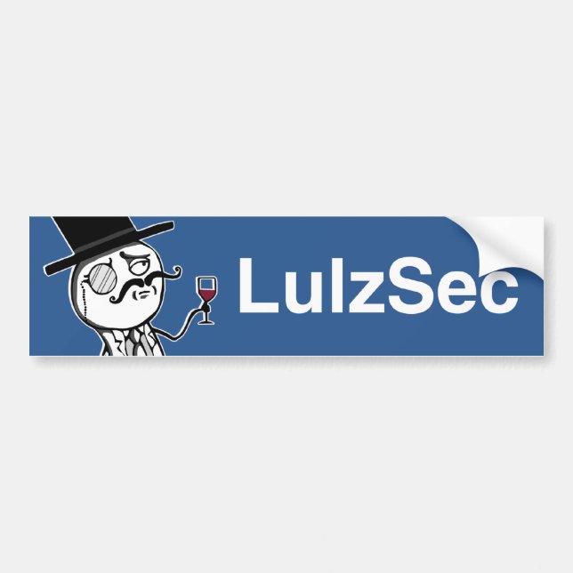 Lulzsec Monocle Man Bumper Sticker (Blue) (Front)
