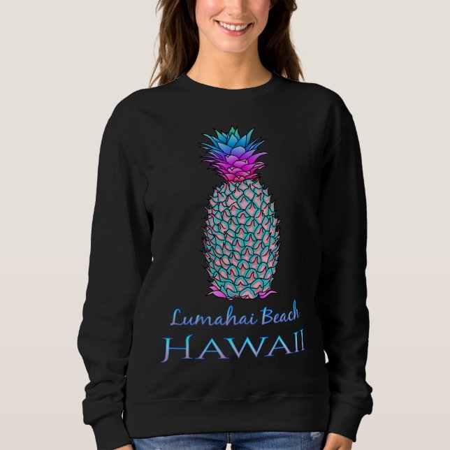 Lumahai Beach Hawaii Summer Vacation Pineapple Sweatshirt (Front)