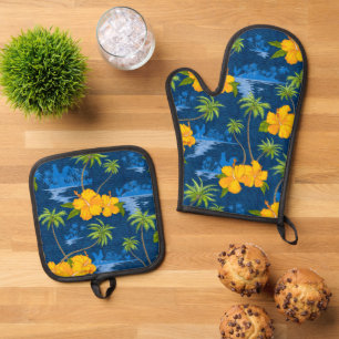 Lumahai Beach Hidden Hawaii Oven Mitt & Pot Holder Set