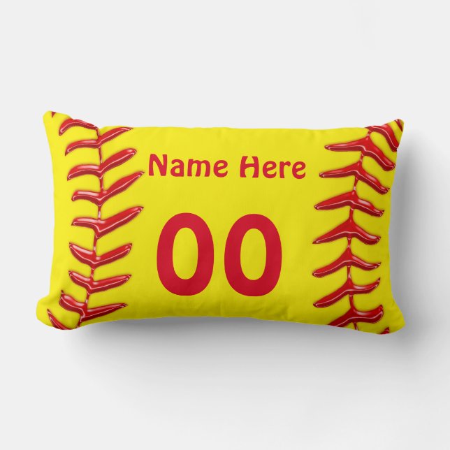 Lumbar Personalised Softball Throw Pillows (Front)
