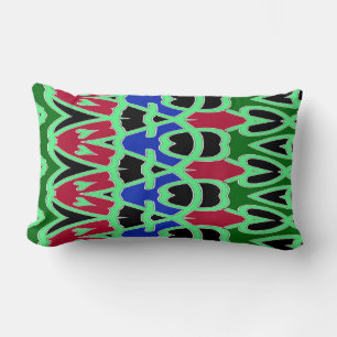 Lumbar Pillow, A multicolor fabric print pattern Cushion