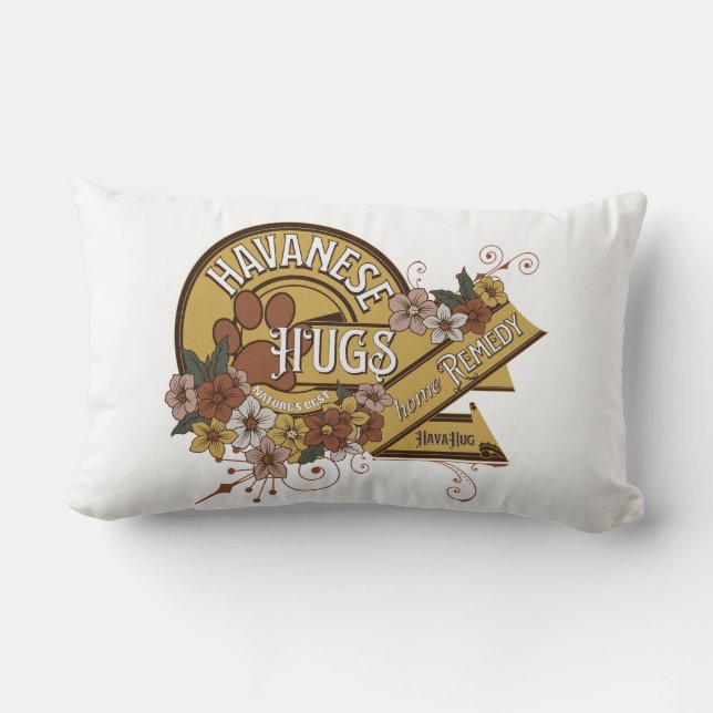 Lumbar Pillow, Floral, Gift for Havanese Dog Lover Cushion (Back)