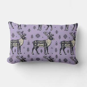 Lumbar Pillow: Lavender Purple Ethnic Tribal Reind Cushion