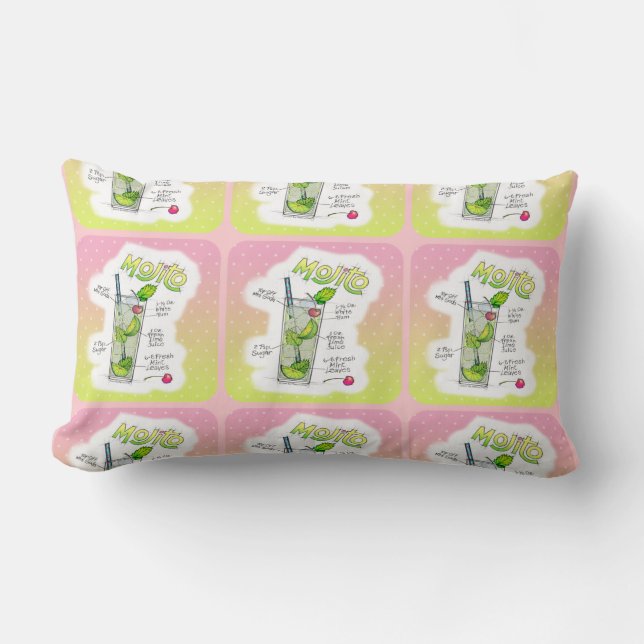LUMBAR PILLOW - MOJITO RECIPE COCKTAIL ART (Front)