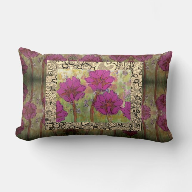 Lumbar Pillow - Three Pink Flowers (Front)