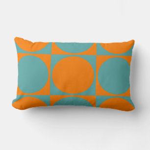 Lumbar Sofa Cushion, Orange&Blue Squares&Circles Cushion