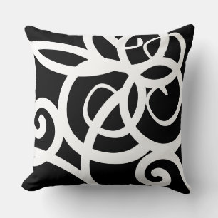 Lumbar White & Black modern abstract designer Cushion