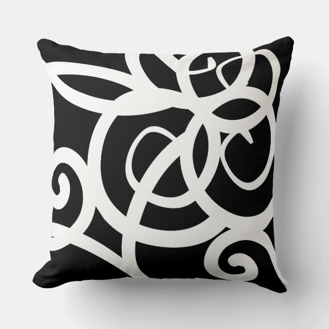 Lumbar White & Black modern abstract designer Cushion (Front)