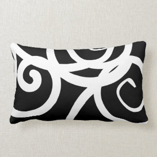 Lumbar White & Black modern abstract designer Cushion
