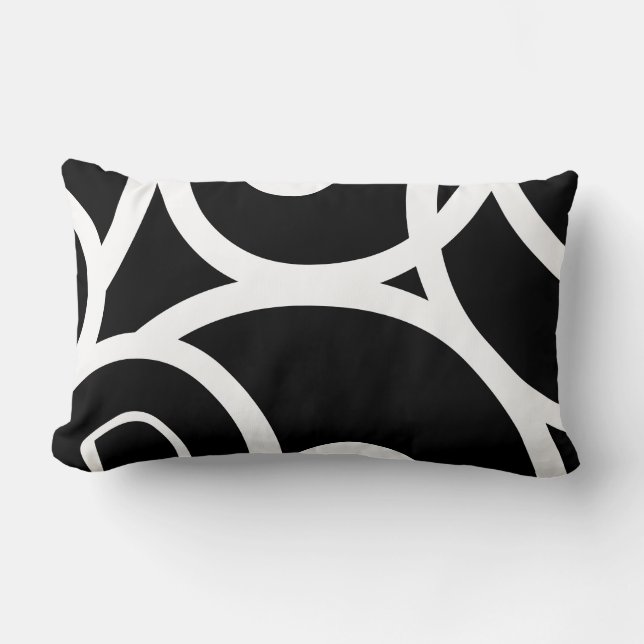 Lumbar White & Black modern abstract designer Lumbar Cushion (Front)