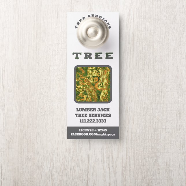 *~* Lumber Jack in TREE  QR Tree Services Door Door Hanger (On Knob)